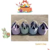 Andra festliga festförsörjningar Seersucker Easter Bag Sweet Bunny Ears Basket Easters Egg Storage Hucket Outdoor Portable Picnic Tote Dhino