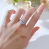Cluster Rings Vinregem 8 12MM Oval Cut Lab Created Sapphire Gemstone 925 Sterling Silver Ring For Women Wedding Engagement Bridal Jewelry