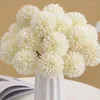 装飾的な花10pcs人工タンポポボールchrysanthemum偽の花リビングルームポットアレンジメントウェディングデコレーションH32cm