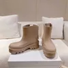 Rain Boot Designer Shoe Women Rubber Booties Foam Embossed Ankle Boots Platform Thick Bottom TPU Rainboots size 35-41