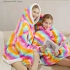 Kadın Uyku Salonu Kış İnek Kedi Hoodie Battaniye Büyük Boy Ultra Peluş Yetişkin Erkekler Kadın Çift Hoodies Pleece Sherpa TV Battaniye Hoodies Çocuklar Giyilebilir T231024