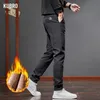 Herren Hosen KUBRO Herbst Winter Weiche Baumwolle Fleece Gitter Casual Männer Business Schlank Mode Warme Gerade Hosen Plus Größe 2838 231024