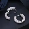 Hoop Earrings Anziw Original 925 Silver Sterling Hoops Luxury Jewelry 1.3mm Round Moissanite Diamond For Women Wedding Party