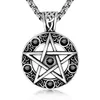 Hip Hop Antique Silver Plated Crstayl Men Necklace Five-pointed Star Pendent Man Pentagram Pentacle Necklace Young Boy Cool Long Chain Sport Necklace