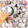 50pcs Cute Moon and Flower Cat Stickers Bohemia Graffiti Stickers for DIY Luggage Laptop Skateboard Motorcycle Bicycle Stickers