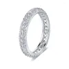 Anneaux de cluster Sterling Argent 925 Éblouissant Zircone Cubique Doigt Plein Diamant Bague Pour Femmes Mariage Fine Bijoux Cadeau