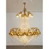 Lustres Style français lumière luxe branche de cuivre salon lustre luxueux couronne Villa lampe suspendue Vintage en laiton Luminaire LED