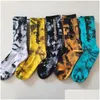 Herensokken Herensokken Mode Tie-Dye Calabasas Persoonlijkheid Colorf Match Tidal Jeugd Hip Hop 3 paren/doos Geschenkpakket Kleding Ondergoed Dhdbu