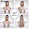 Perucas sintéticas emmor longo platina loira peruca branca com bang para mulheres natural reta cosplay perucas resistente ao calor fibra sintética hairl231024