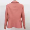 Trajes para mujer Blazers HIGH STREET est Blazer de diseñador de pasarela Botones de león clásicos para mujer Chaqueta ajustada con doble botonadura Dust Rose 231024