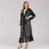 Roupas étnicas 2023 Médio Oriente Moda Mulheres Lace Estilo Cardigan Folha Bordado Muçulmano Lantejoulas Robe Abayas para Mulheres Dubai