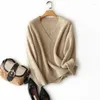 Women's Sweaters Masigoch Winter Fashion Cable Knitted Cashmere Thick V Neck Long Sleeve