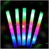 Inne imprezy imprezowe 10153060PCS BK Colorf LED Glow Sticks RGB Foam Stick Cheer Tube Dark Light do Drop Reliody Home Garde DHD0L