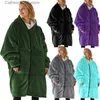 Women's Sleep Lounge överdimensionerade TV -filtar vinterflanell fleece hoodies tröja sherpa filt med ärmar vinter varma stora ficktröja t231024