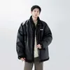 Men's Down Parkas Men Winter Two Sided Wear PU Leather Lamb Fleece Coat Padded New Thick Loose Warm Fashion Solid Jacket Vintage Parkas Jacket J231024