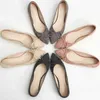 Zapatos Planos De Mujer Mocasines noires à bout pointu avec nœud chaussures pour femmes 2023 rose gris Ballet plat pliable 33 231024