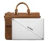 Briefcases Top Quality Luxury Fashion Vintage Briefcase For Men Formal Business Laptop Bag Designer Handbags 2023 Drop Bags