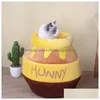 Decoratieve objecten Beeldjes Honingpot Kattennest Cartoon Bed Huis Grot Ligstoel Voor katten Kittens Puppykennel Warme gesloten doos Schattig Dhuv2