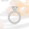 Anéis de casamento 4 quilates D cor Moissanite anel de noivado S925 prata esterlina 10mm laboratório criado diamante aliança de casamento de luxo para mulheres 6 garras Q231024