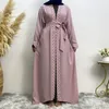 Etniska kläder Arab Turkiet Mellanöstern Fashion Elegant Net Color Beaded Muslim Lace Cardigan Robe Dresses For Women Dubai Abaya