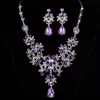 Cheap Crystal Bridal Jewelry Set silver plated necklace diamond earrings Wedding jewelry sets for bride Bridesmaids women Bridal Accessories