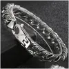 Bangle Man Bracelet Homme 12Mm Wide Stainless Steel Curb Chain Charm Bracelets Hand Bands For Men Vintage Mens Jewellery Accessories Dhzhi
