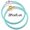 Charm Bracelets 2Pcs/Lot Luxury Jewelry Leather Chain Fit DIY Beads Bracelet Pulsera Bijoux For Women Men Girl Gift Drop