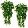 Faux Floral Greenery 80cm Artificial Plant Round Leaf Eucalyptus Wall Hanging Green Plant Home Living Room Decoration Fake Plant Outdoor Garden Decor 231023