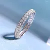 Anneaux de cluster Sterling Argent 925 Éblouissant Zircone Cubique Doigt Plein Diamant Bague Pour Femmes Mariage Fine Bijoux Cadeau