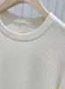 Kvinnors tröjor 2023 Summer Women Solid Color Stickover O-Neck Långärmning Simple Ladies Thin All-Match Sweater Bottoms Tops