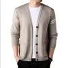 Desinger Fashion Cardigans tricotés pour hommes coupe ajustée tricot rayé style simple chaud bleu pulls hommes décontracté à la mode pluz taille veste