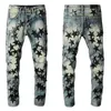 Mode nouveau noir camouflage étoile patch trou jean tendance Slim petit pied jean hommes marée bleu jean