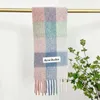 Inner Mongolia Ac Rainbow Plaid Wool Scarf Alpaca Hair Mohair Blended Tassel ZVA4