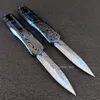 Mikro mavi titanyum troodon otomatik bıçak 440c çelik bıçak 57HRC çinko alüminyum alaşım sapı çift eylem açık hava kendini savunma otomatik bıçak