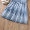 Abiti da ragazza Abito in denim per ragazze 2023 Estate Bambini Bretella Moda Bambini Abbigliamento da spiaggia Vacanza per bambini