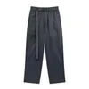 High Street Fashion Brand Functional Style Nylon Pant Hem Zipper Hip Hop Belt Straight Loose Relaxed Pants40bn