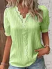 Damesblouses Zomer Dames Effen Top Mode V-hals Korte mouw Casual Kantoor Vrouwelijke Tops Shirts Elegant 2023 Shirt