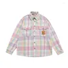 Women's Blouses Cute Soft Girl Plaid Long Sleeve Top Vintage Pink Autumn And Winter Trend Shirts