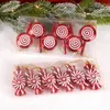 Juldekorationer 6st Red Candy Crutch Lollipop Xmas Tree Hanging Pendant Ornament 2024 Year Gift Home Decoration 231023