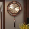 Wall Clocks Luxury Living Room Clock Pieces Elegant Decoration Home Classic Number Needles Wooden Round Wandklok Decor