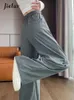 Women's Pants Pink Autumn Belt Female Wide Leg Solid Color High Waist Pleated Straight Casual Grey Khaki White