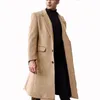 Trench da uomo giacca a vento cappotto lungo con revers monopetto soprabito giacca lunga cardigan outwear cappotto di lana formale 231023