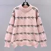 Women's Sweaters Hsa Women Clothing Sweater And Jumpers Loose Style Chic Harajuku Small Floral Pullovers Pink Beige Knitwear