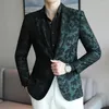 Men's Suits Jacquard Suit Men Business Banquet Dress Jacket Black / Blue Green Fashion Gentleman Wedding Dance Party Blazers Homme Tops