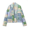 Piumino da donna moda vintage pinta cappotto di cotone patchwork o collo giacca a maniche lunghe allentata capispalla autunnale donna chic streetwear