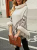 سترات كيب النسائية النسائية طباعة سترة شال للنساء الخريف/الشتاء أزياء الحرس الدافئ Cape Pullover Sweater Sweater Coat Female 231023