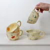 Kubki ceramiczne filiżanki kawy Ręcznie uszczypnięty nieregularny kwiat herbaty kubek herbaty Ins Style Koreański owsiany kubek śniadaniowy Kuchnia napoje 231023