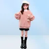 柔らかい冬のフーディースウェットシャツルーズベア冬の温かい服の女の子のセーターキッズプラスベルベット幼児10代のトップ