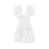 파티 드레스 선 하트 여름 흰색 퍼프 슬리브 드레스 미니 라인 달러 칼라 휴일 캐주얼 짧은 여자 2023