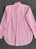 Blusas de mujer, silueta clásica a rayas, blusa holgada con logotipo bordado, Top de manga larga, camisa de un solo pecho para primavera y verano